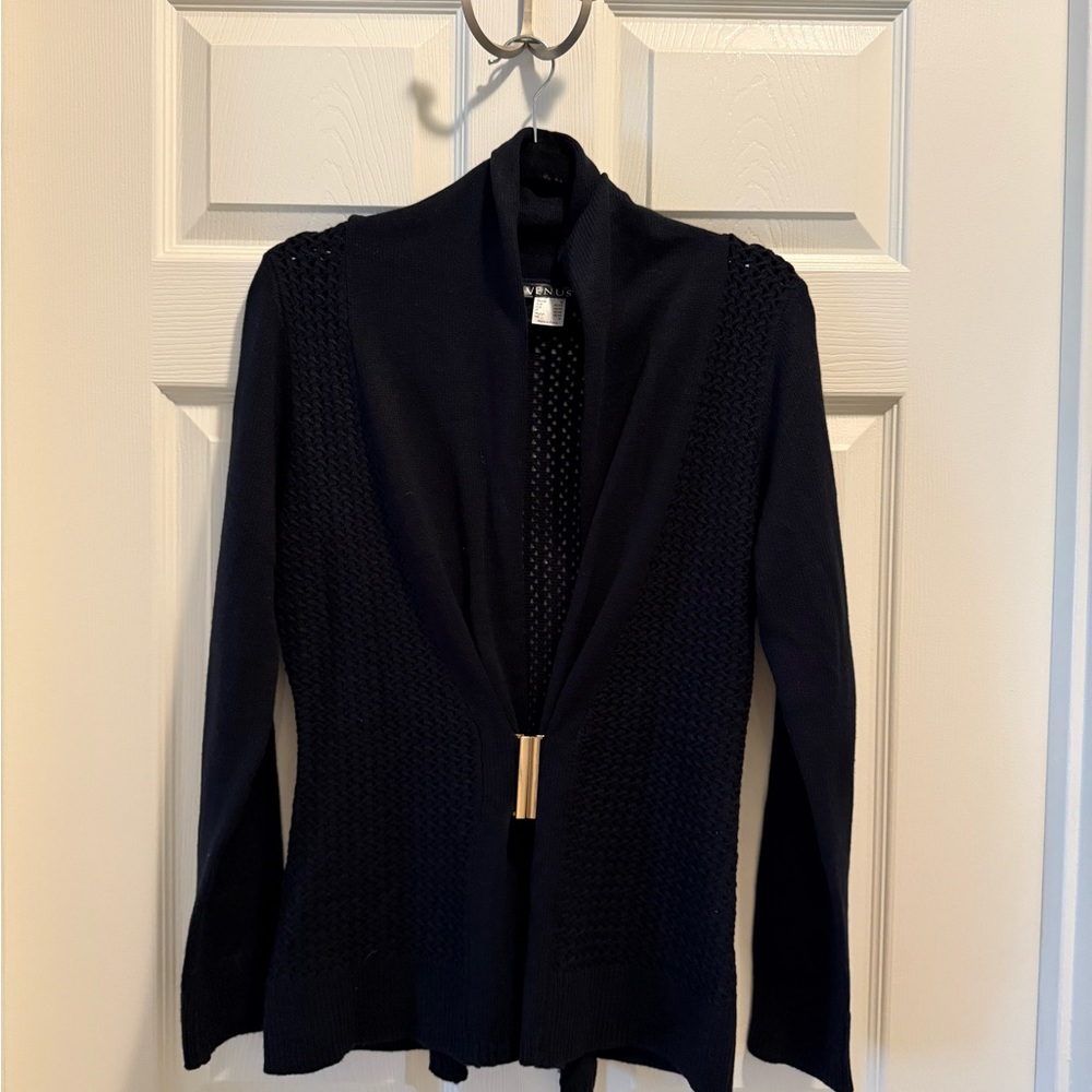 Venus - Elegant Black Women's Sweater with Gold Buckle